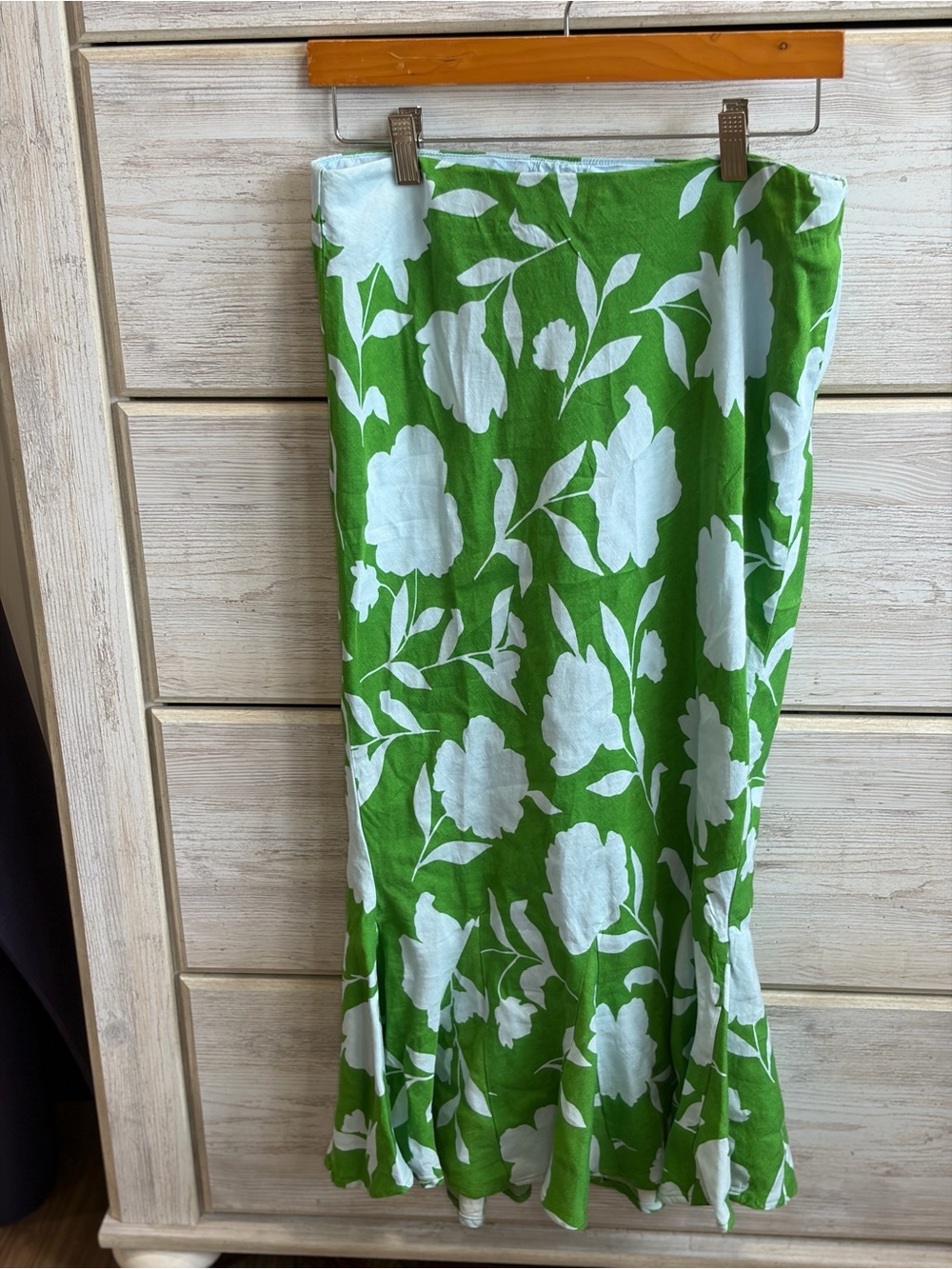 Green Floral Midi Skirt - White Bloom Print by Kate Spade